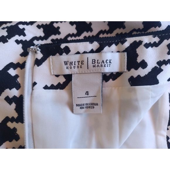 WHBM Houndstooth Variegated Graphic Pencil Skirt Black White 4 6 Small - Picture 9 of 10